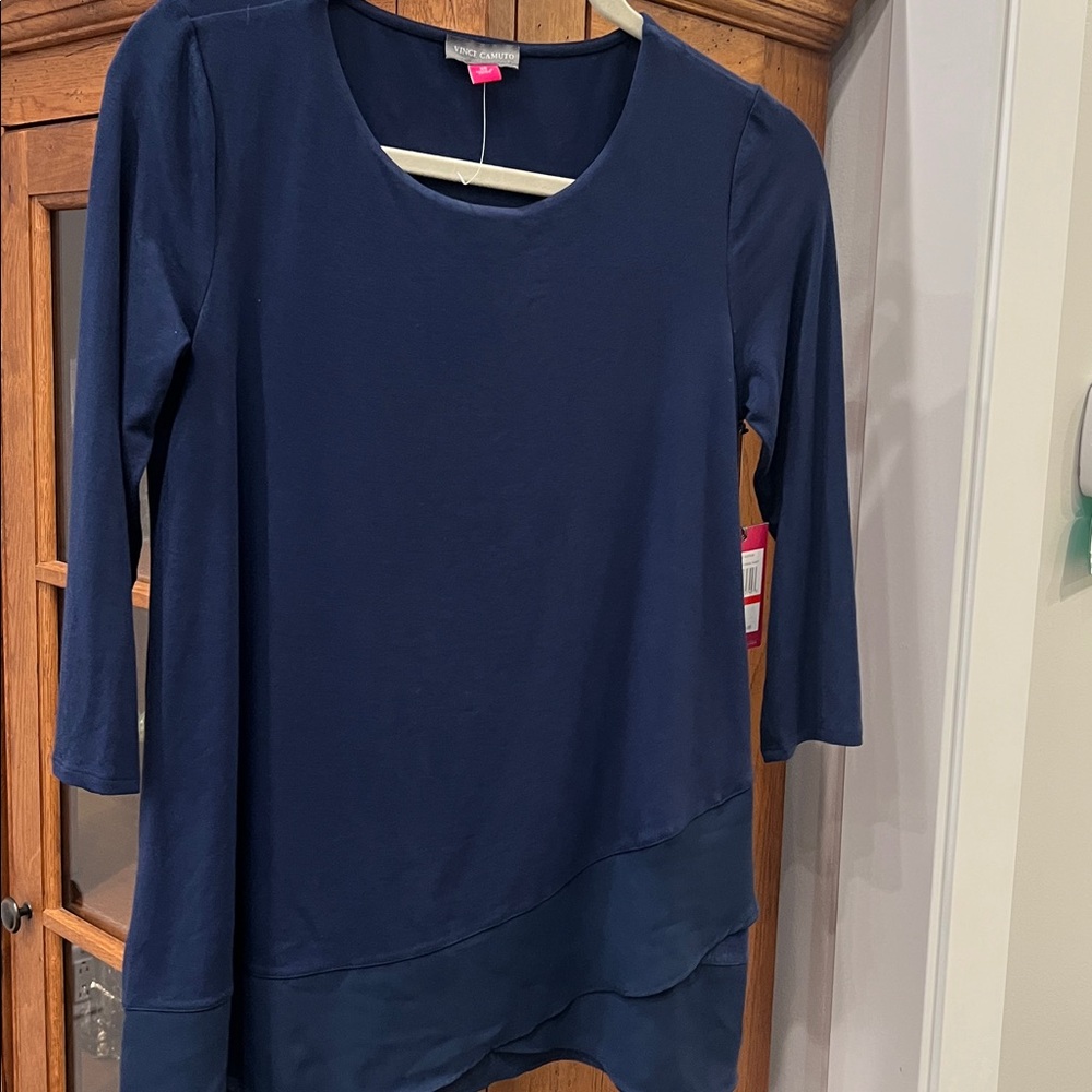 Vince Camuto Navy Blue Layered Top